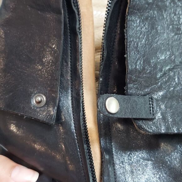 Muxart Black Leather Fold Over Heeled Ankle Booties Sz 39 - Picture 14 of 15